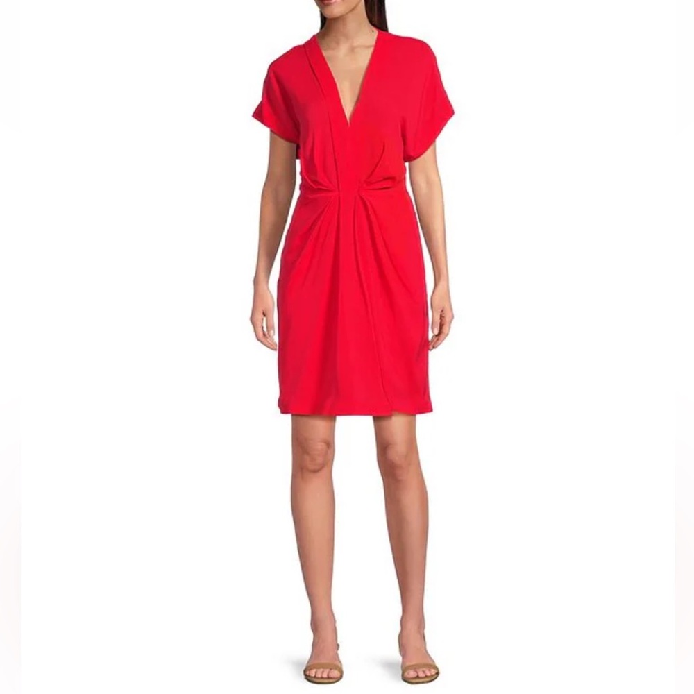 NWOT Gibson & Latimer V-Neck Gathered Waist Short Sleeve Mini Dress, L